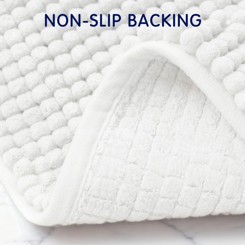 SUBRTEX Bathroom Rugs Chenille Bath Rug Soft Short Plush Bath Mat Soft Shower Mat Water Absorbent Shower Mat Quick Dry Machine Washable (White, 20" x 32") - Image 4